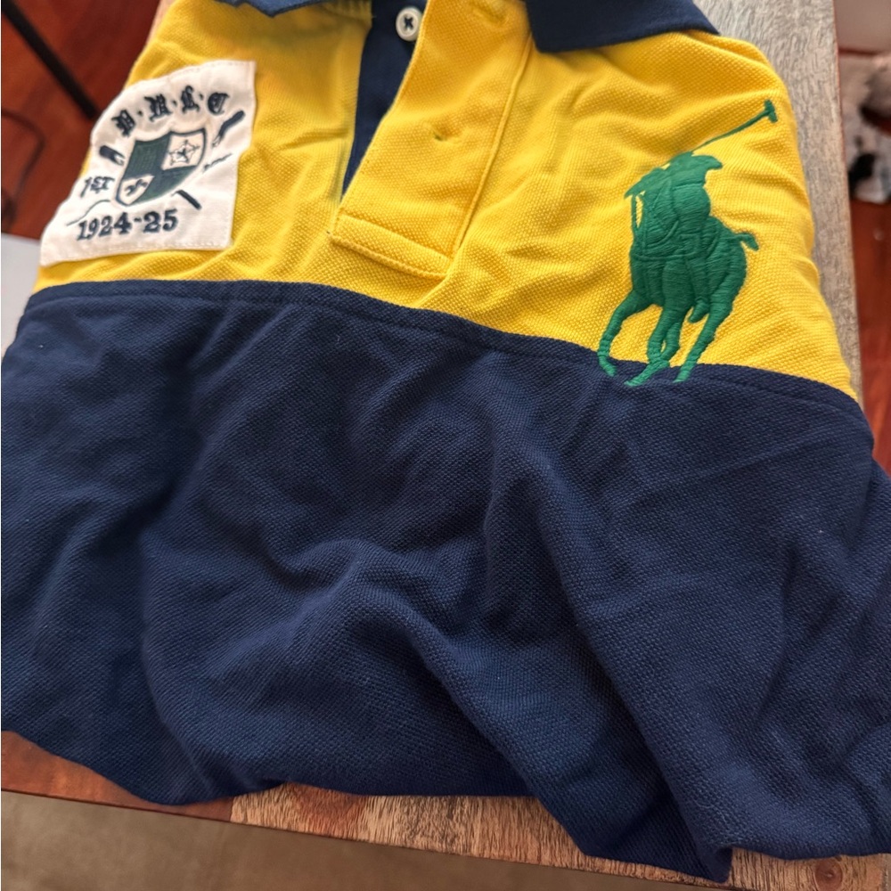 Polo by Ralph Lauren Yellow and Blue Color-Block Polo 10-12